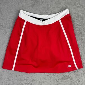 New Balance Tennis Skirt Skorts Womens Small Red White Crossover Waist Running